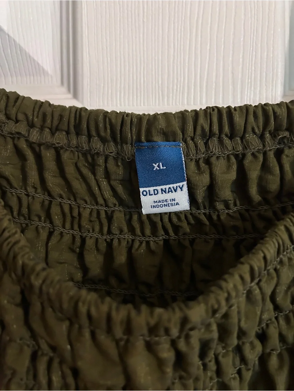 Old Navy Olive Green Smocked Square-Neck Blouse